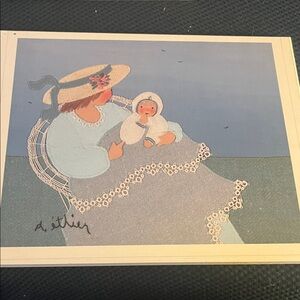 Vintage Art Print with Mother and Child by Diane Ethier.